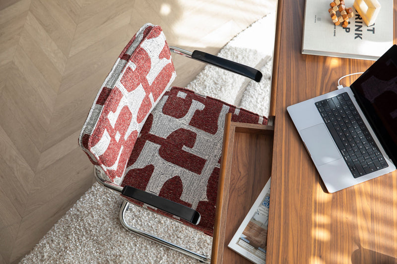 Sessel Ridge Deco Symbols 2er-Set, Rot mit Chromgestell von Zuiver