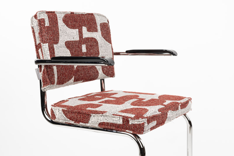 Sessel Ridge Deco Symbols 2er-Set, Rot mit Chromgestell von Zuiver