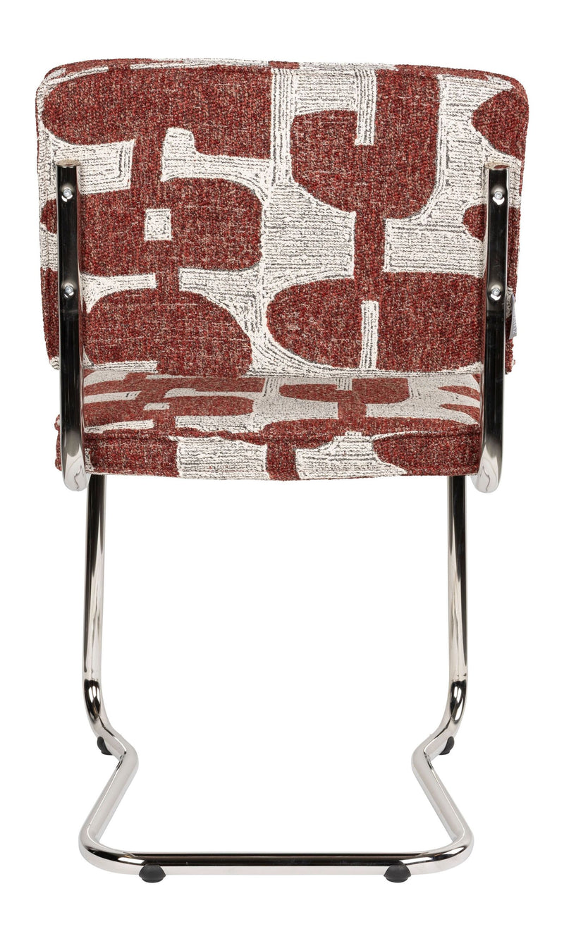 Esszimmerstuhl Ridge Kink Deco Symbols 2er-Set, Rot mit Chrom-Gestell
