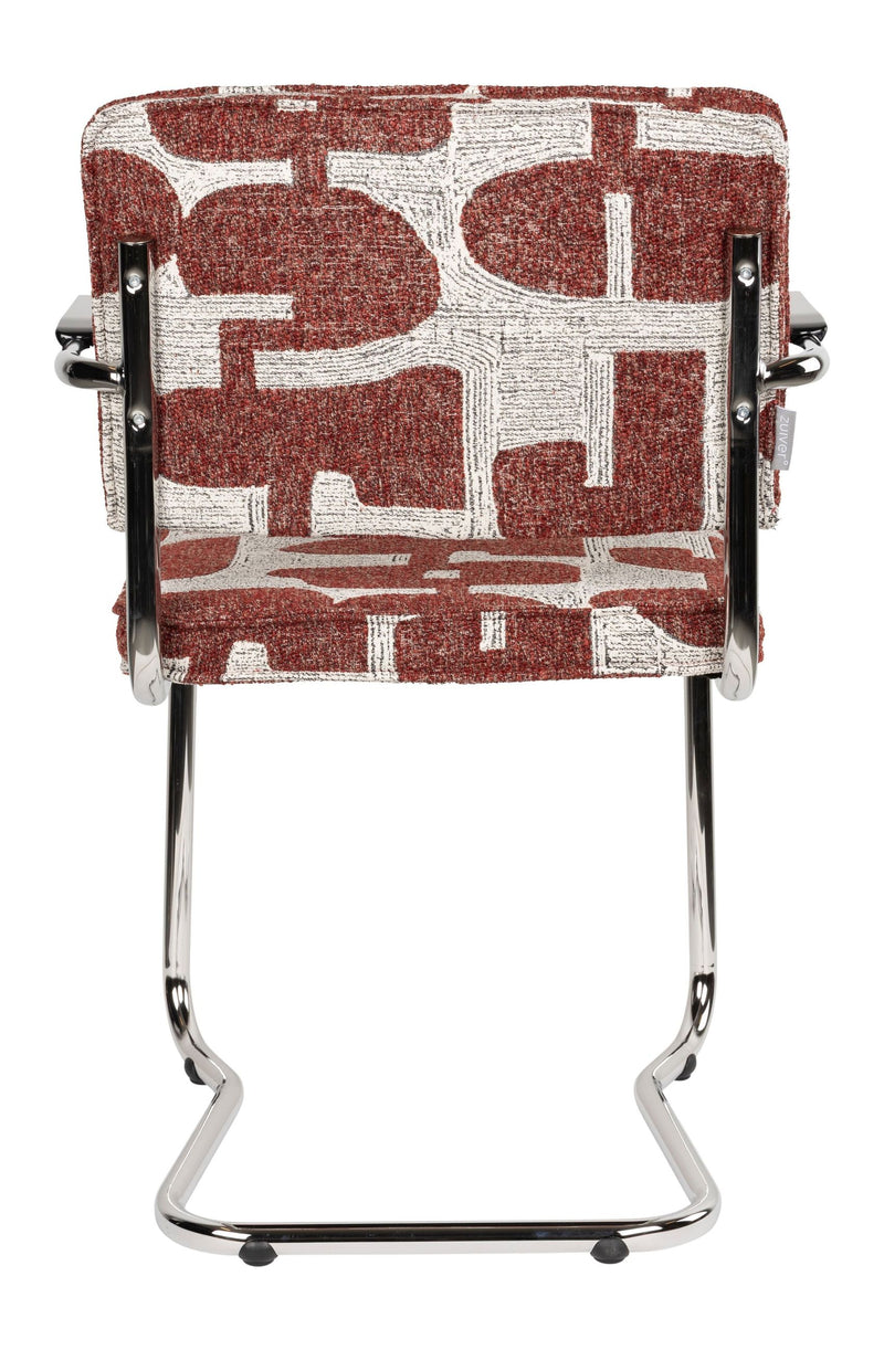 Sessel Ridge Deco Symbols 2er-Set, Rot mit verchromtem Metallgestell