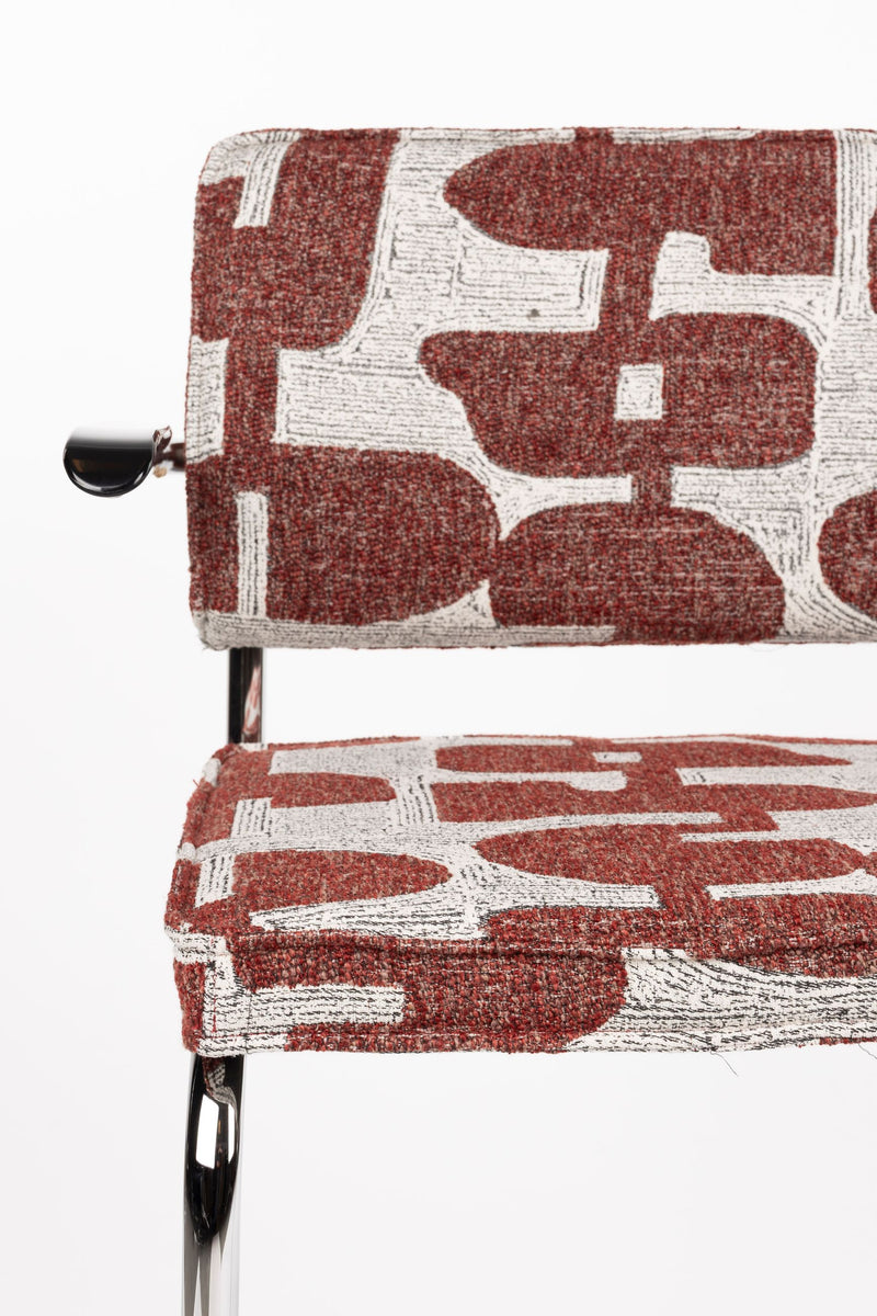 Sessel Ridge Deco Symbols 2er-Set, Rot mit verchromtem Metallgestell