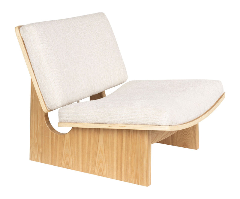 Loungesessel Volana Beige mit Eschenholz-Gestell von Zuiver