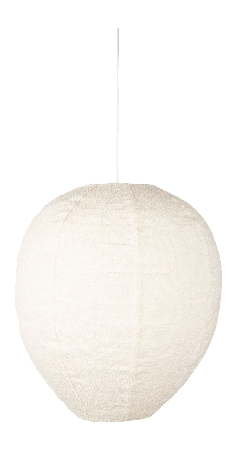 Pendelleuchte Cocoon XL von Zuiver, Bouclé-Stoff in Creme, E27-Fassung