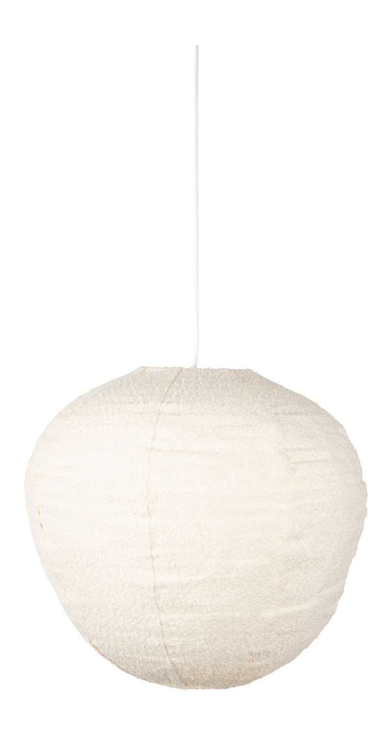 Pendelleuchte Cocoon L in Creme mit Bouclé-Schirm von Zuiver