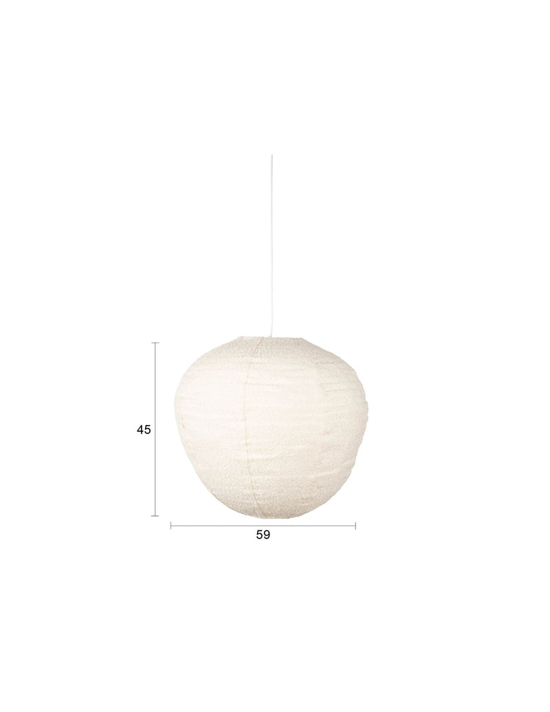 Pendelleuchte Cocoon L in Creme mit Bouclé-Schirm von Zuiver