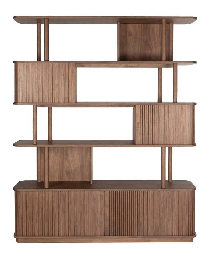 Bücherregal Barbier Walnut mit Schiebetüren von Zuiver fürs Wohnzimmer