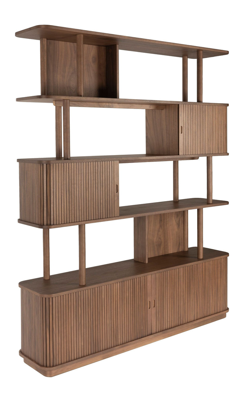 Bücherregal Barbier Walnut mit Schiebetüren von Zuiver fürs Wohnzimmer