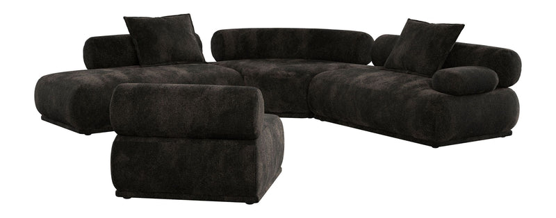 Ecksofa Rembrandt 7,5-Sitzer rechts in Dunkelbraun mit Rippstoff-Bezug