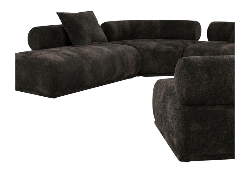 Ecksofa Rembrandt 7,5-Sitzer rechts in Dunkelbraun mit Rippstoff-Bezug
