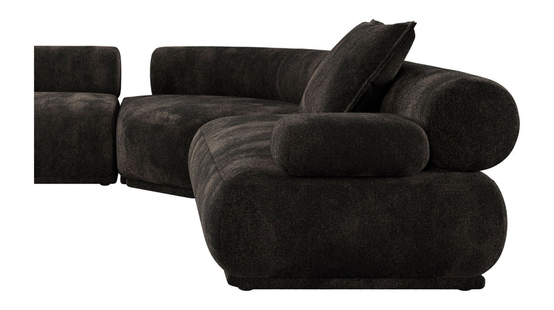 Ecksofa Rembrandt 7,5-Sitzer rechts in Dunkelbraun mit Rippstoff-Bezug