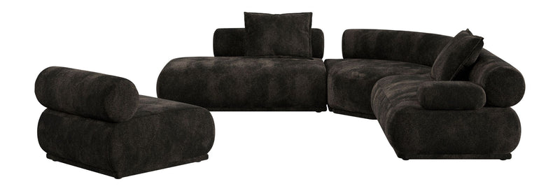 Ecksofa Rembrandt 7,5-Sitzer rechts in Dunkelbraun mit Rippstoff-Bezug