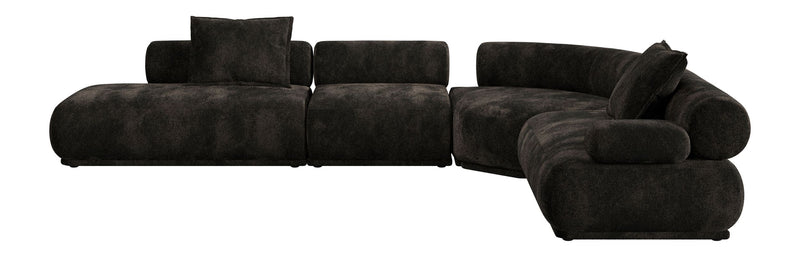 Ecksofa Rembrandt 7,5-Sitzer rechts in Dunkelbraun mit Rippstoff-Bezug