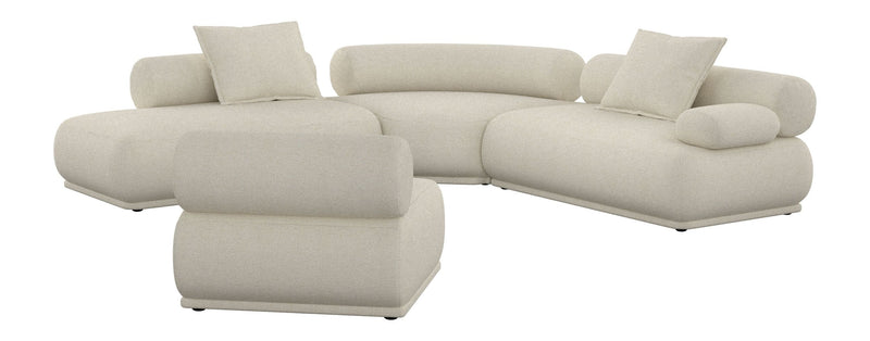 Ecksofa Rembrandt 7,5-Sitzer in Beige mit Rippstoff-Bezug von Zuiver