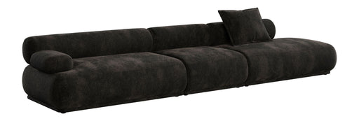 Sofa Rembrandt 4,5-Sitzer Dark Brown, Gesamtansicht von vorn mit gerundeten Armlehnen und Rippstoff-Bezug.