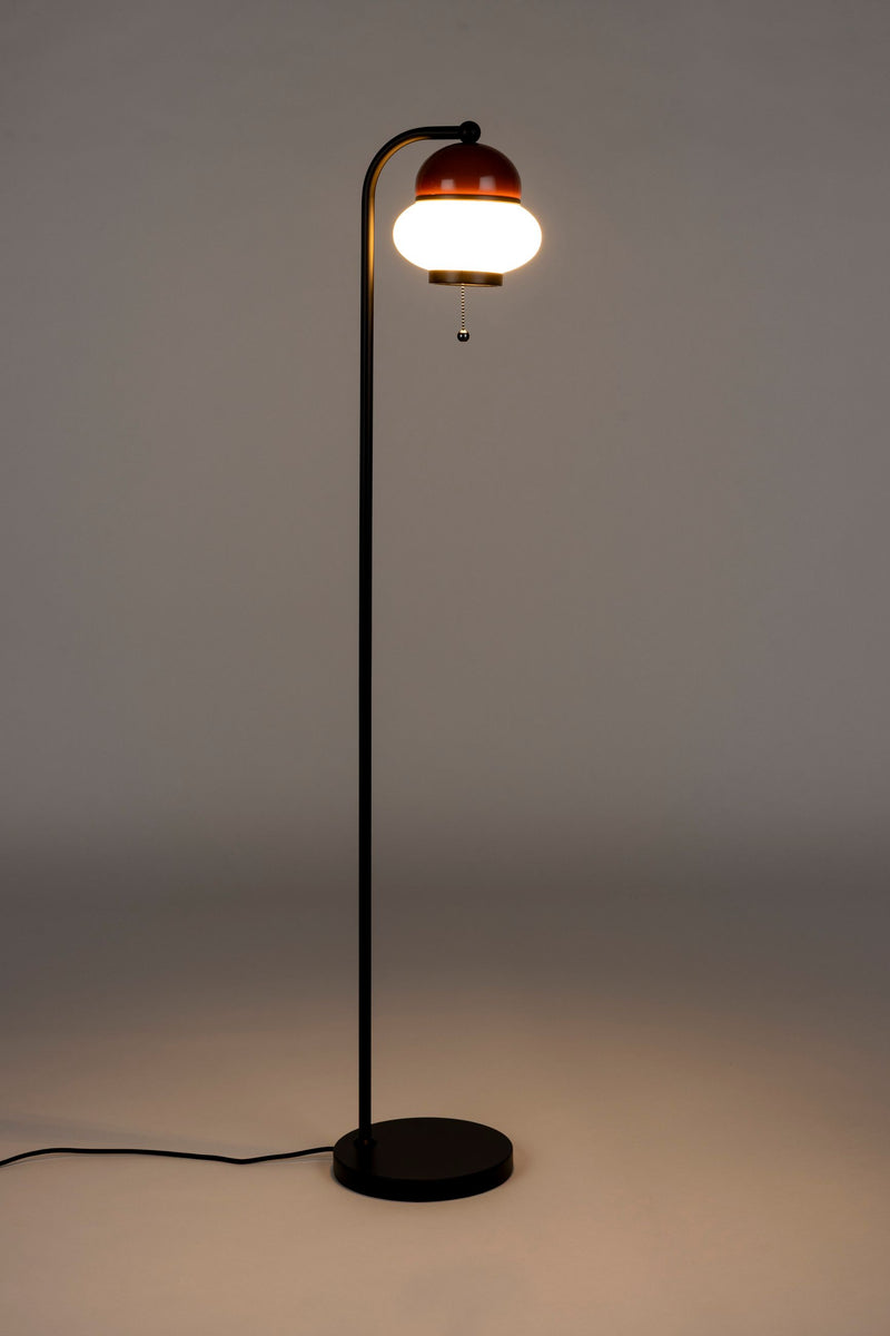 Stehlampe Bumble Rot mit Milchglas-Schirm, E27-Fassung von Zuiver