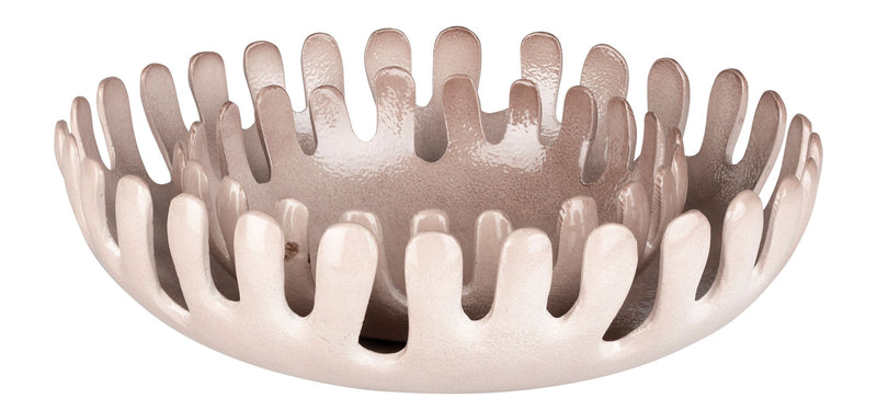 Tablett Onda im 2er-Set, Taupe mit Wellenform aus Aluminium