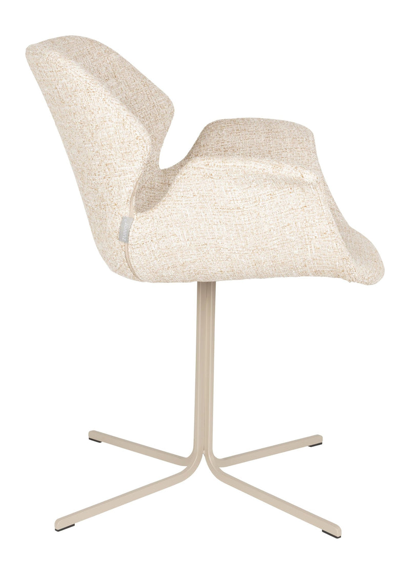 Sessel Nikki 2er-Set, Beige mit schwarzem Stahlgestell von Zuiver