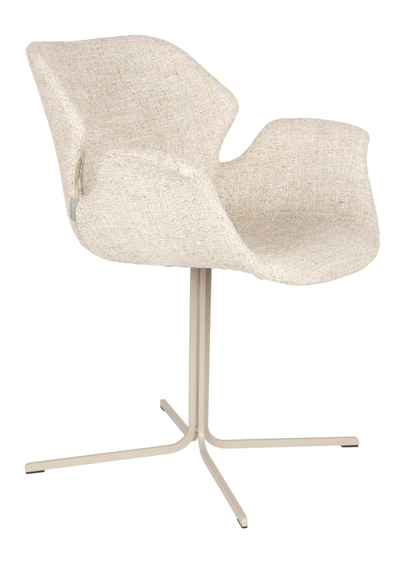 Sessel Nikki 2er-Set, Beige mit schwarzem Stahlgestell von Zuiver