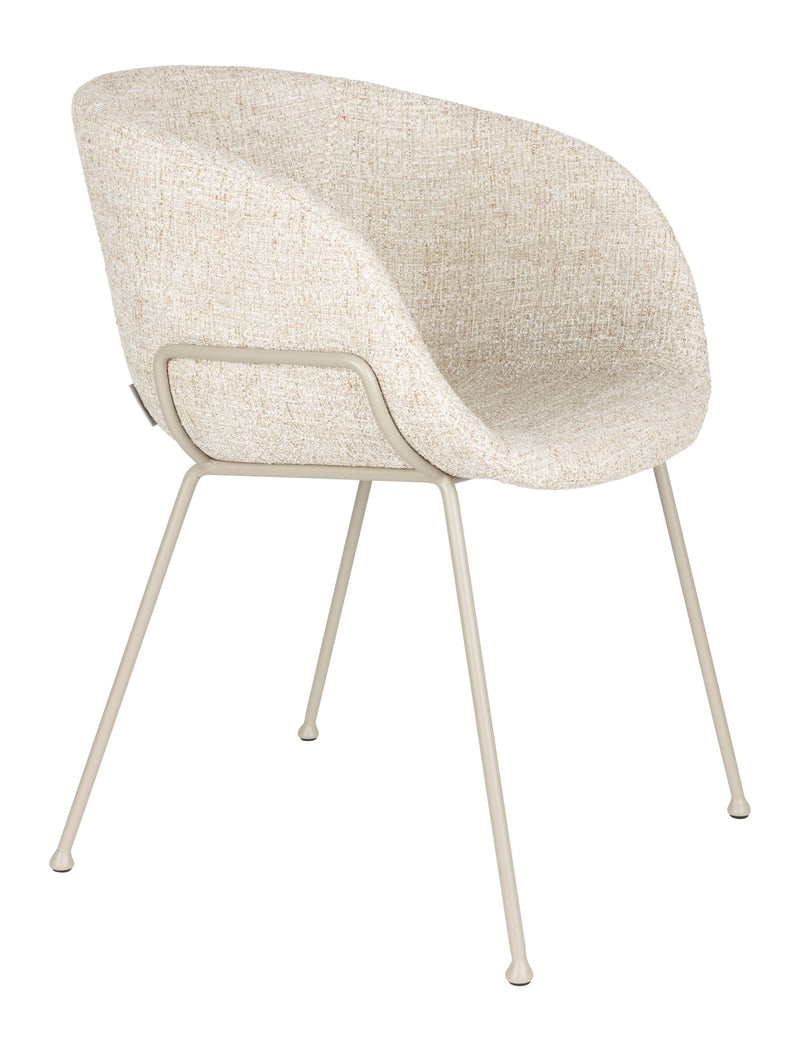 Sessel Feston 2er-Set, Beige mit schwarzem Stahlrahmen von Zuiver