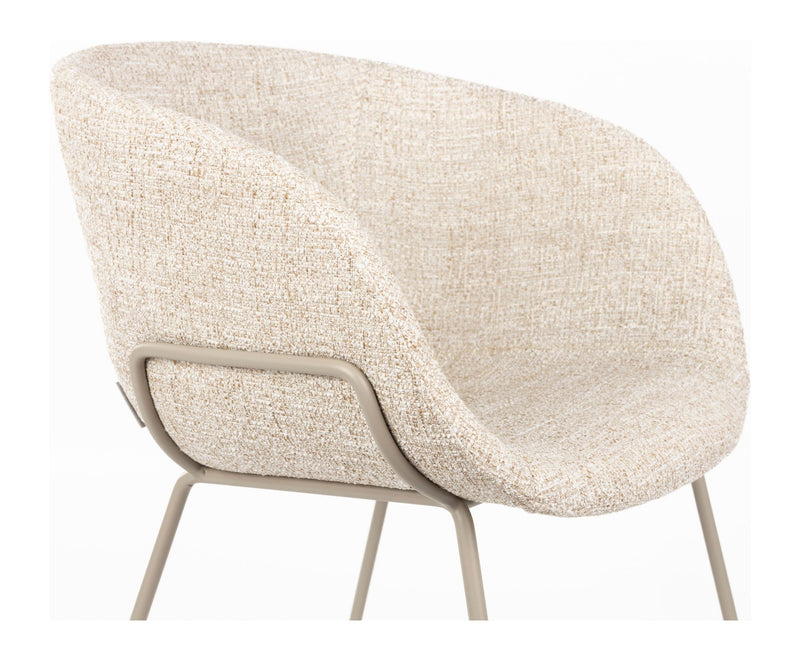 Sessel Feston 2er-Set, Beige mit schwarzem Stahlrahmen von Zuiver