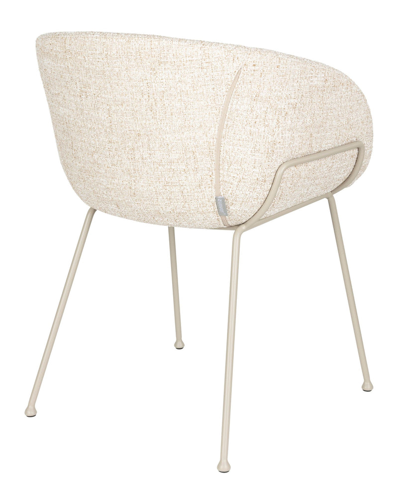 Sessel Feston 2er-Set, Beige mit schwarzem Stahlrahmen von Zuiver
