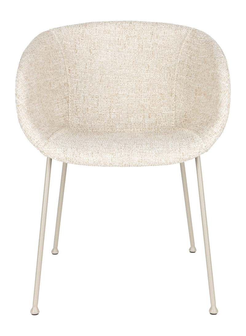 Sessel Feston 2er-Set, Beige mit schwarzem Stahlrahmen von Zuiver