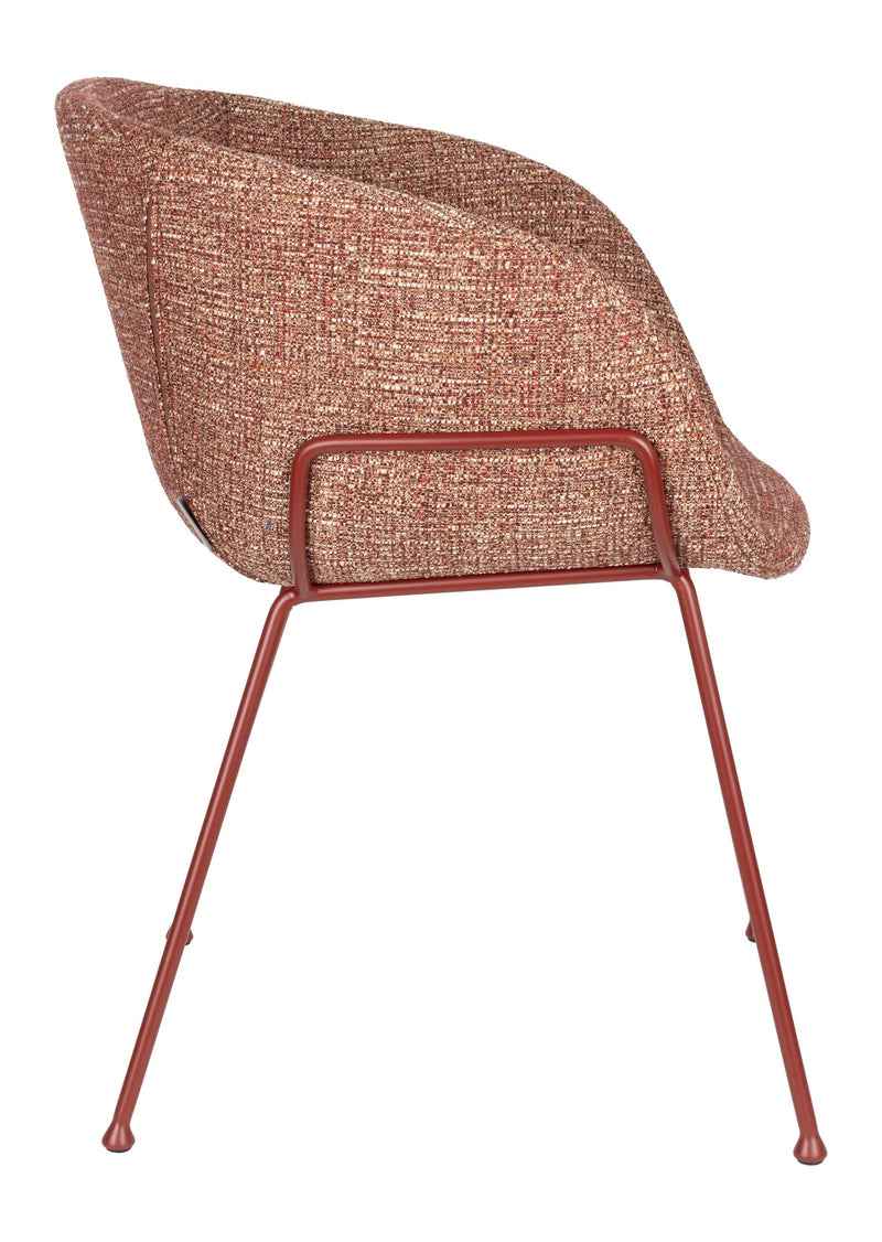 Sessel Feston 2er-Set, Rot mit Stahlgestell für Esszimmer & Küche