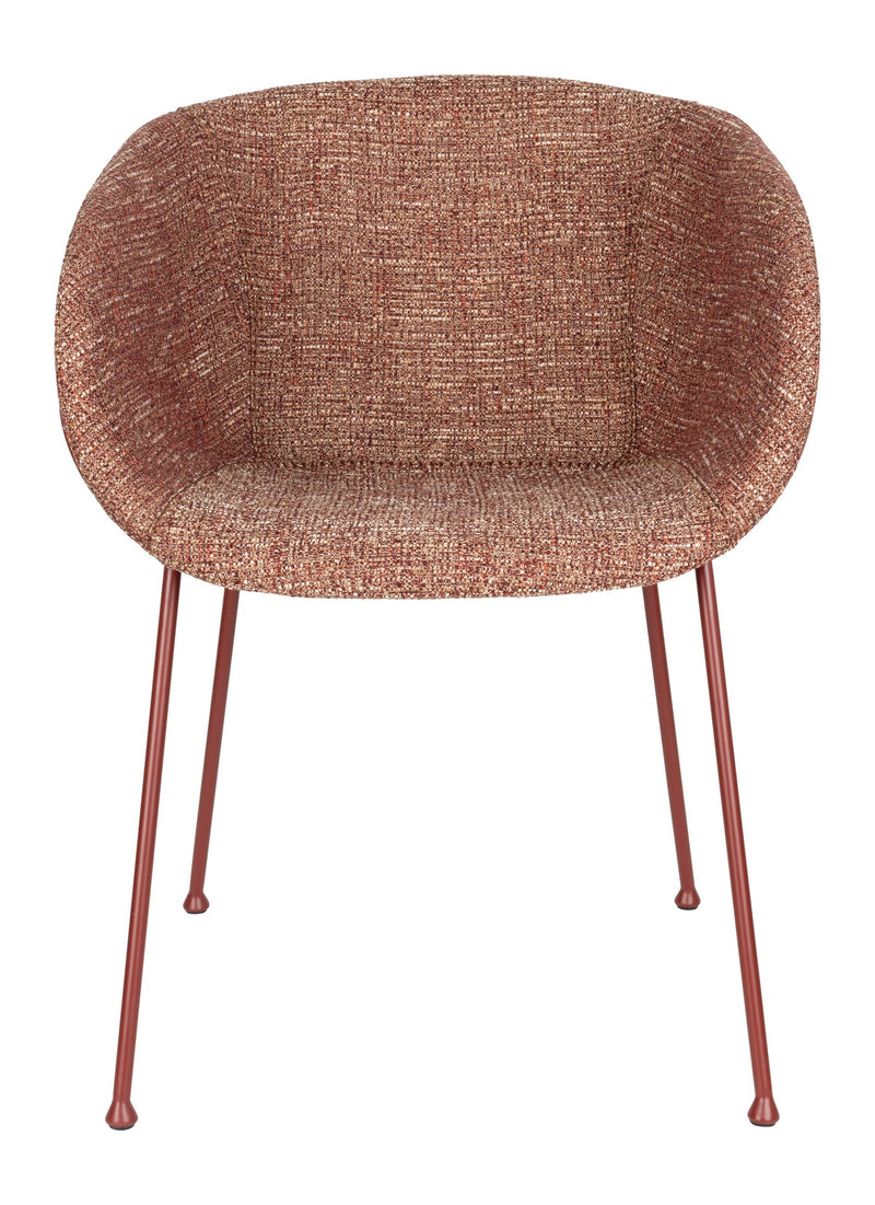 Sessel Feston 2er-Set, Rot mit Stahlgestell für Esszimmer & Küche