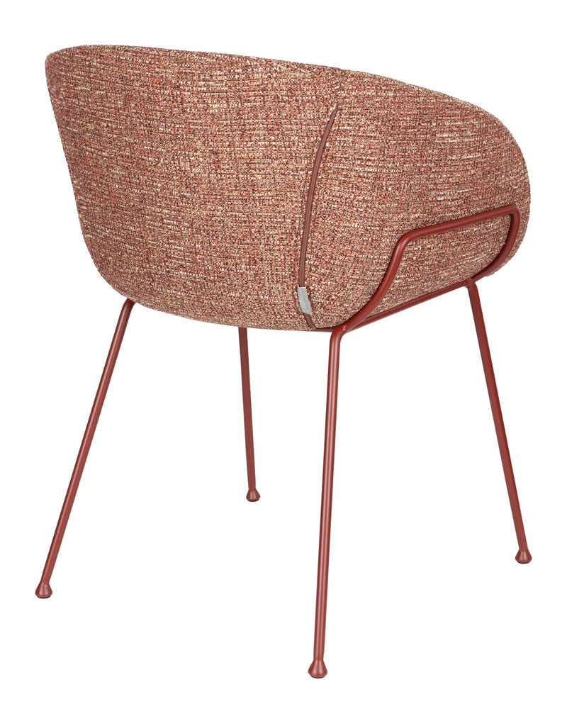 Sessel Feston 2er-Set, Rot mit Stahlgestell für Esszimmer & Küche
