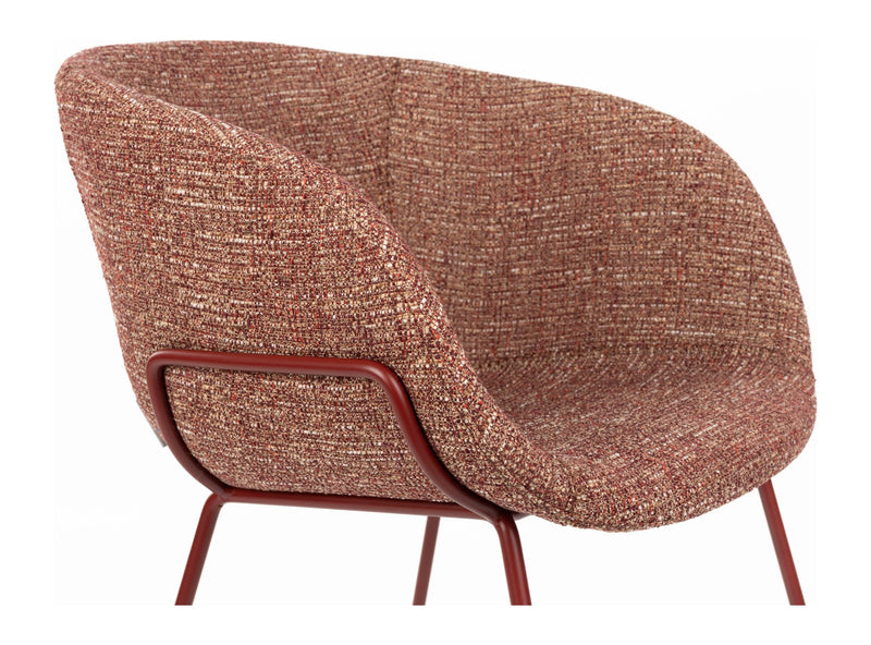 Sessel Feston 2er-Set, Rot mit Stahlgestell für Esszimmer & Küche