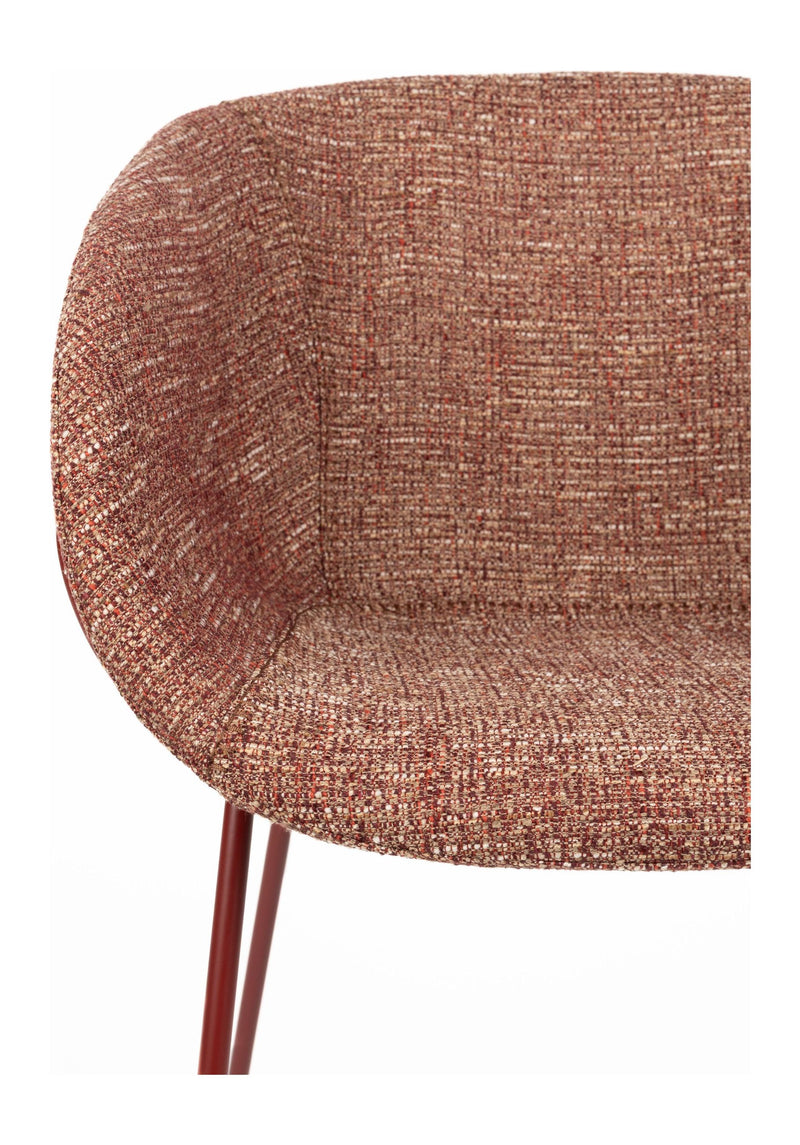 Sessel Feston 2er-Set, Rot mit Stahlgestell für Esszimmer & Küche