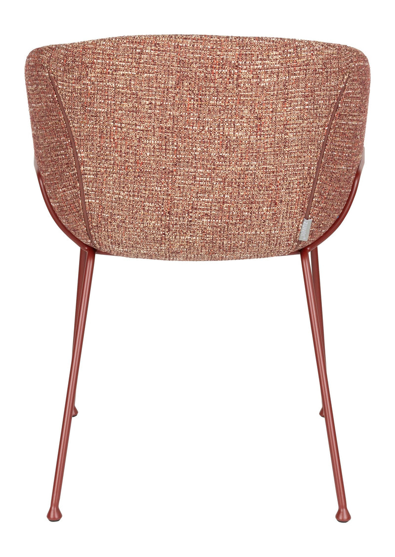 Sessel Feston 2er-Set, Rot mit Stahlgestell für Esszimmer & Küche