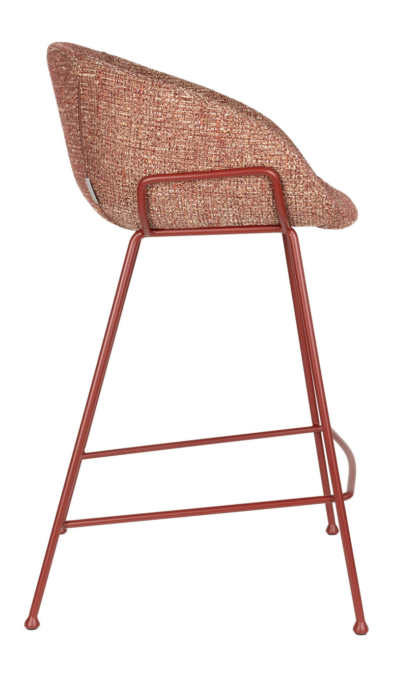 Barhocker Feston 2er-Set, Rot mit Stahlgestell von Zuiver