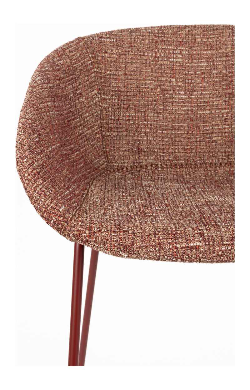 Barhocker Feston 2er-Set, Rot mit Stahlgestell von Zuiver