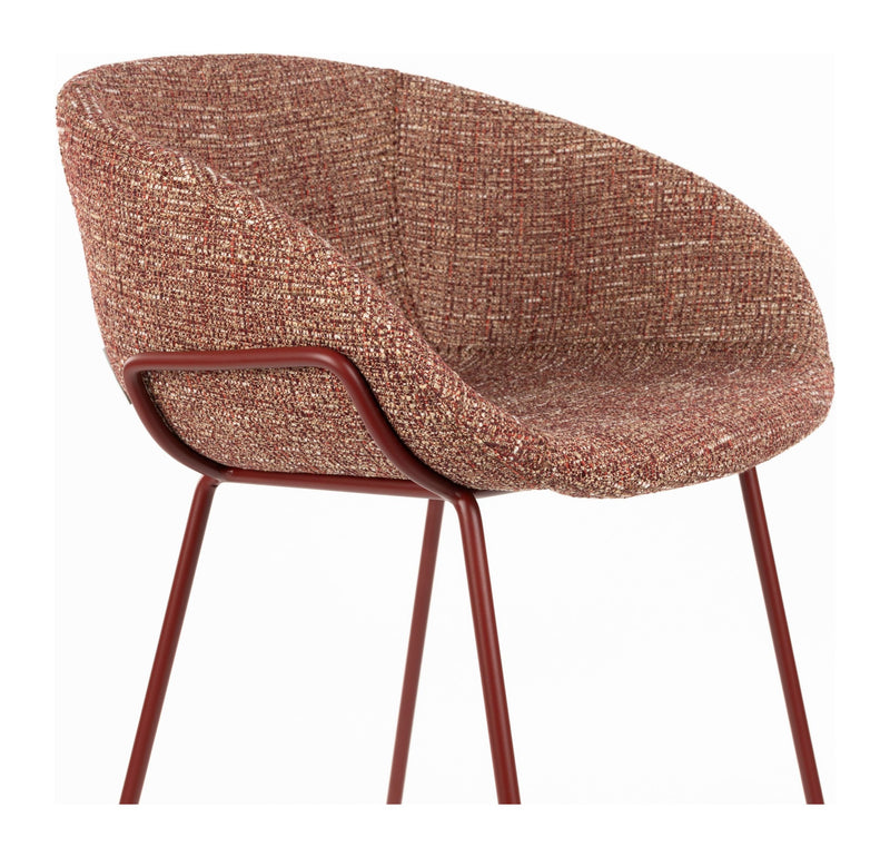 Barhocker Feston 2er-Set, Rot mit Stahlgestell von Zuiver