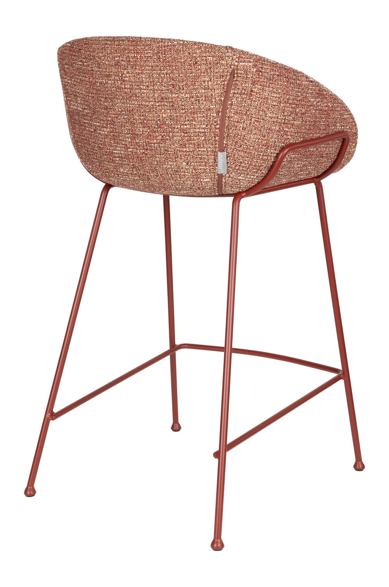 Barhocker Feston 2er-Set, Rot mit Stahlgestell von Zuiver