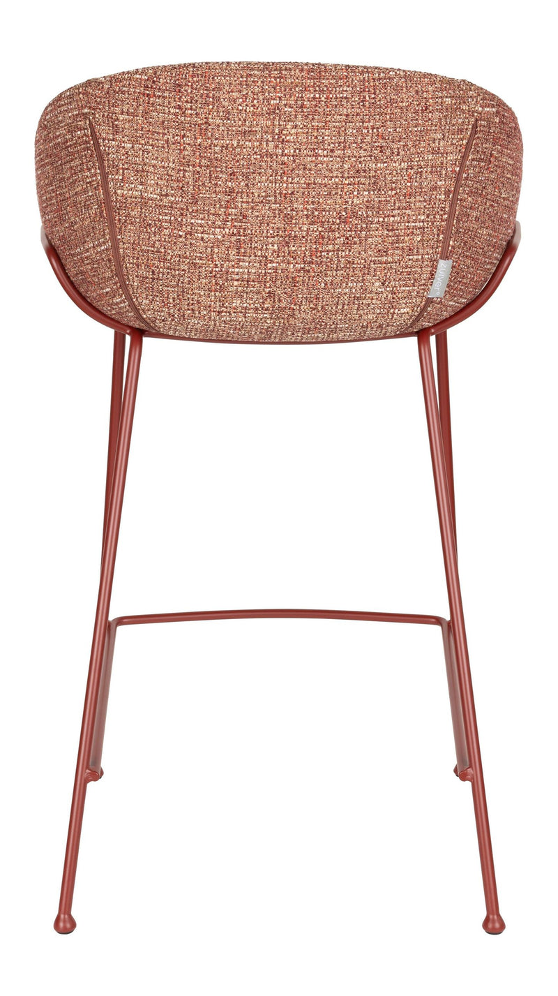 Barhocker Feston 2er-Set, Rot mit Stahlgestell von Zuiver
