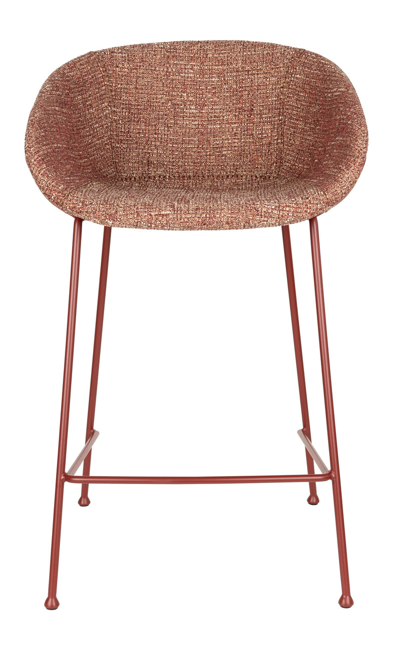 Barhocker Feston 2er-Set, Rot mit Stahlgestell von Zuiver