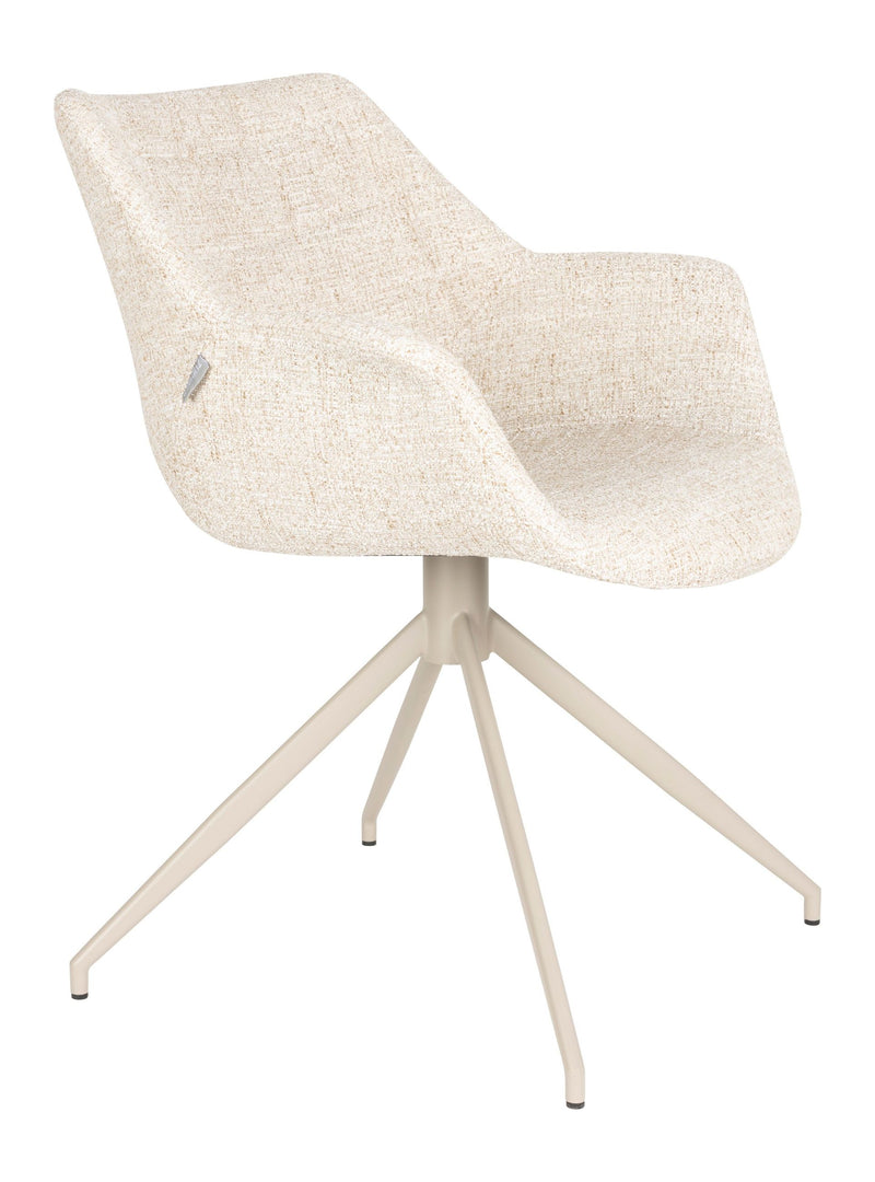 Sessel Doulton im 2er-Set, Beige mit Armlehne, Metallgestell