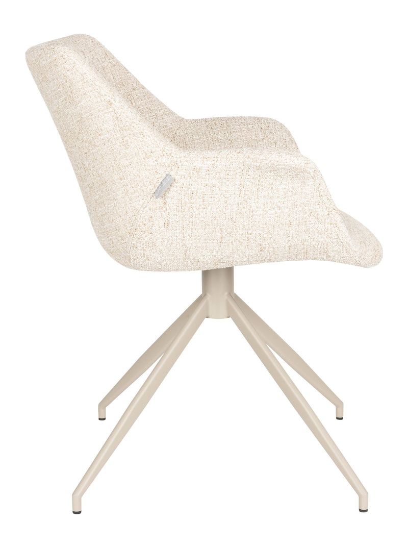 Sessel Doulton im 2er-Set, Beige mit Armlehne, Metallgestell