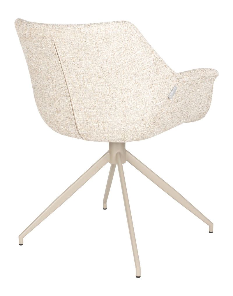 Sessel Doulton im 2er-Set, Beige mit Armlehne, Metallgestell