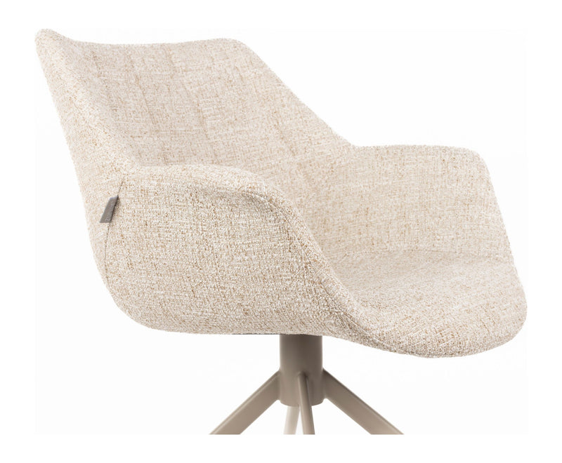 Sessel Doulton im 2er-Set, Beige mit Armlehne, Metallgestell