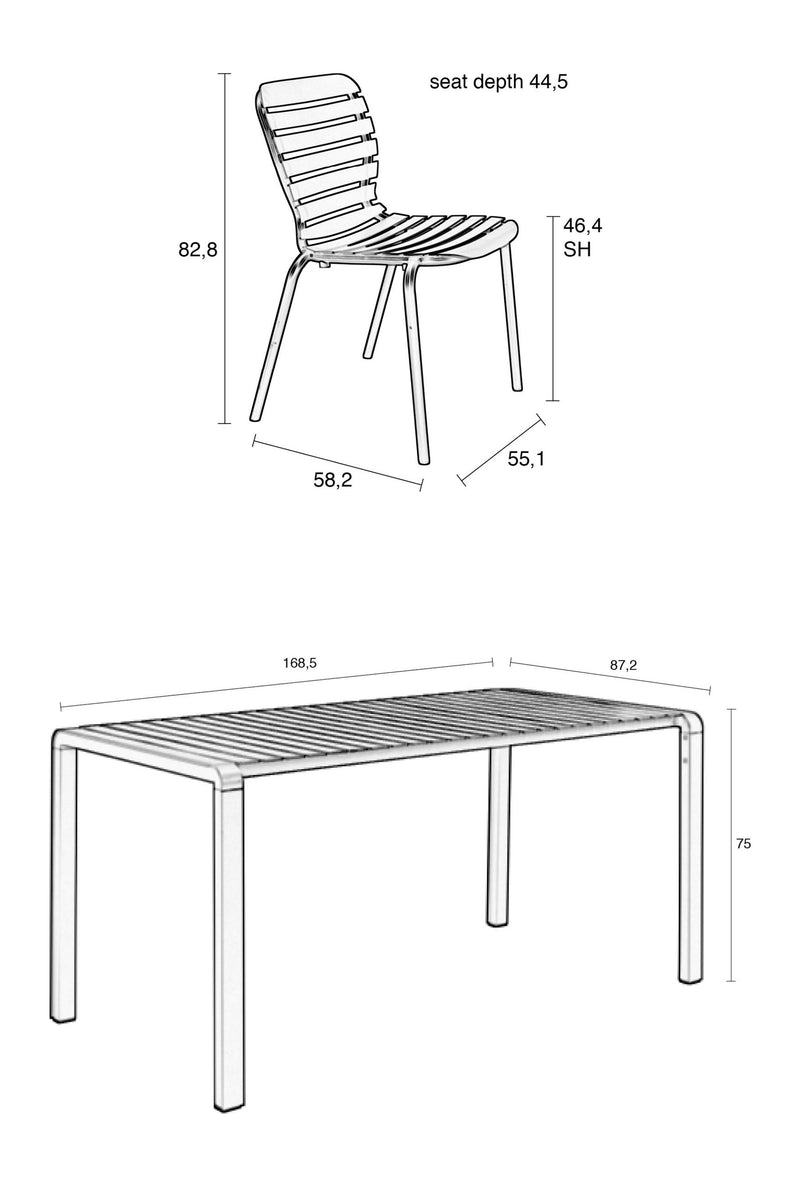 Gartenmöbel-Set Vondel mit Tisch & 4 Stühlen aus Aluminium in Grün