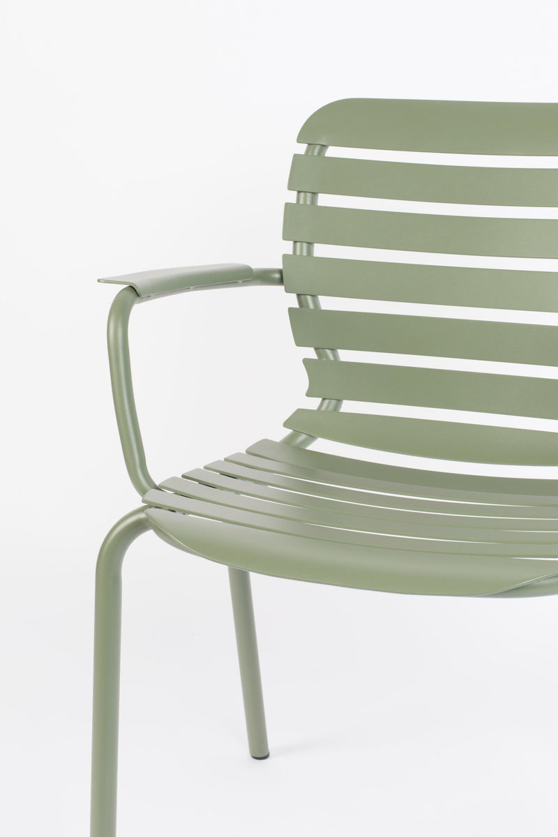 Gartenmöbel-Set Vondel mit Tisch und 4 Armlehnstühlen, Aluminium Grün