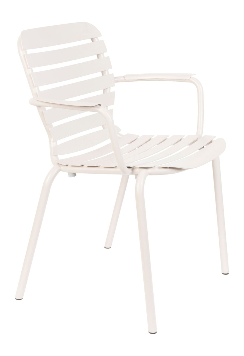 Gartenmöbel-Set Vondel, Tisch mit 4 Armlehnstühlen aus Aluminium, Weiß