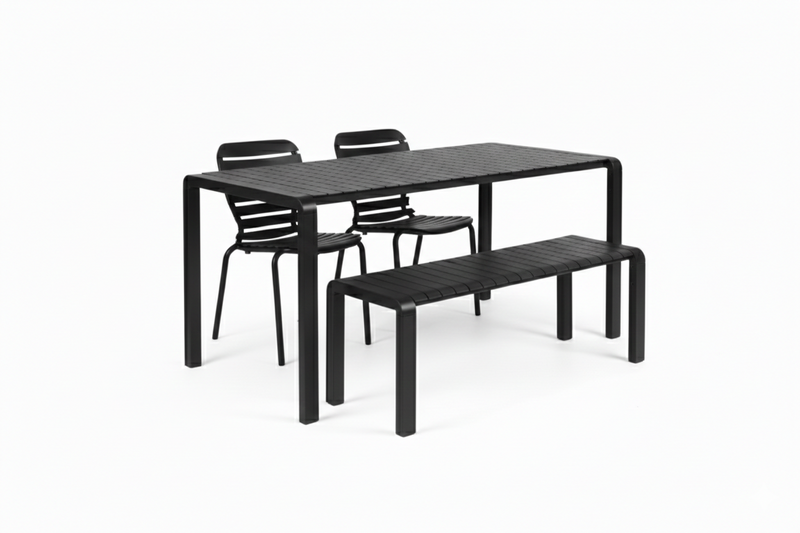Gartenmöbel-Set Vondel mit Tisch, 2 Stühlen & Bank, Schwarz von Zuiver