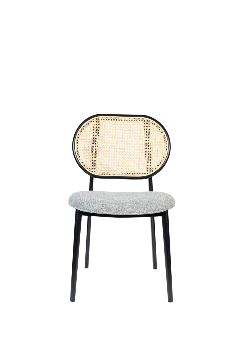 Esszimmerstuhl Spike Natural/Grey aus Rattan mit Webbing-Rücken