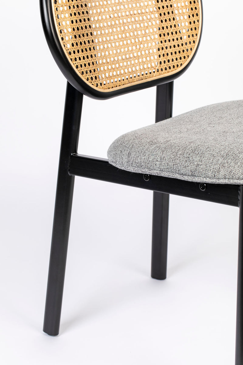 Esszimmerstuhl Spike Natural/Grey aus Rattan mit Webbing-Rücken