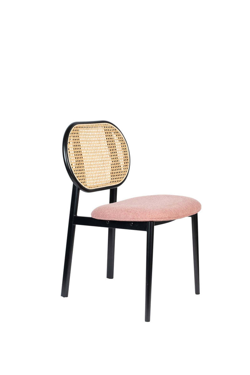 Esszimmerstuhl Spike Natural/Pink aus Rattan mit Stahlgestell Zuiver