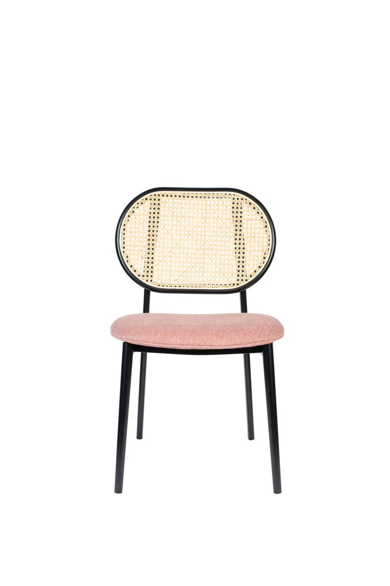 Esszimmerstuhl Spike Natural/Pink aus Rattan mit Stahlgestell Zuiver